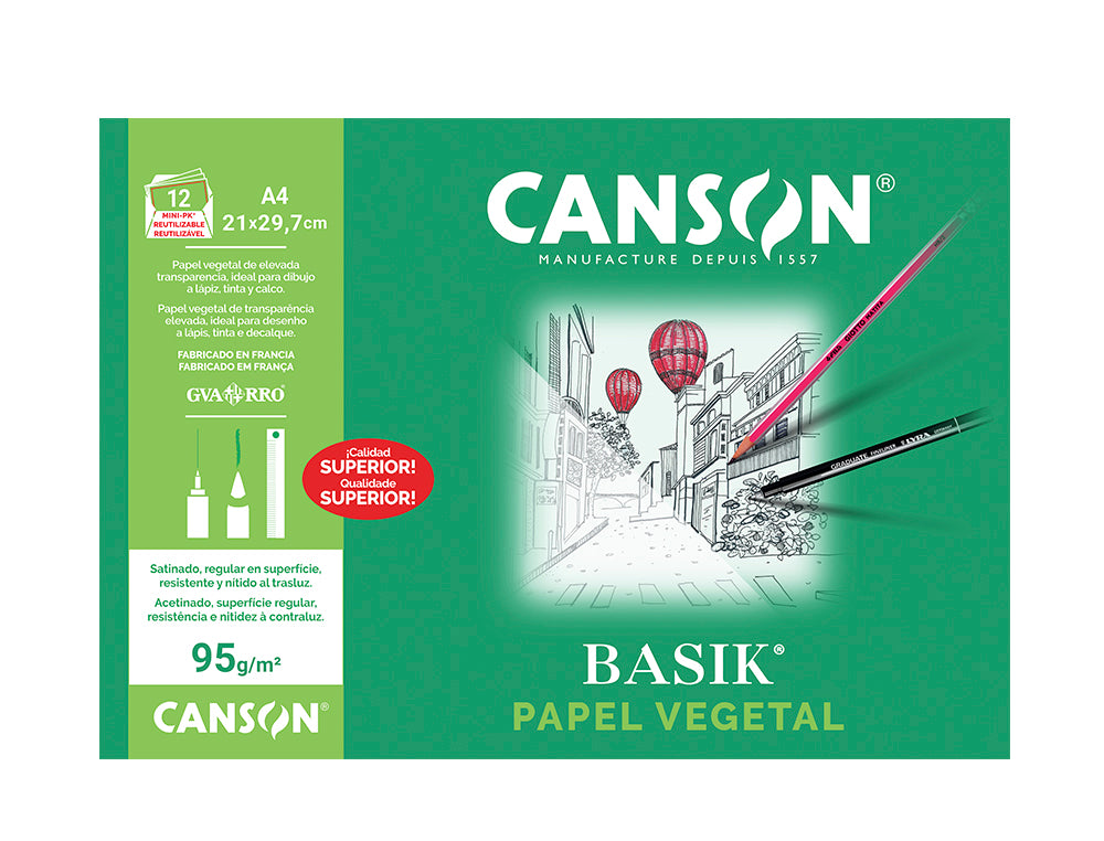 Papel vegetal guarro din a4 90-95 gr minipack de 12 hojas