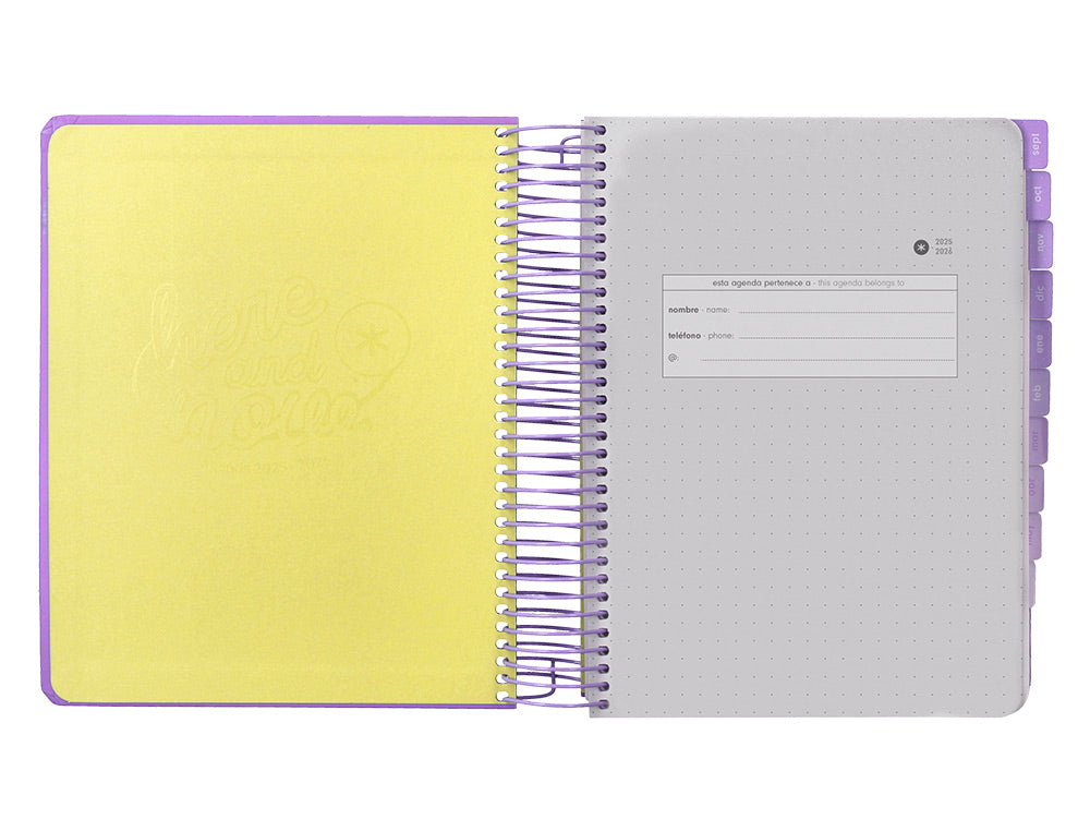 Agenda escolar antartik 25-26 espiral here and now azul pagina a5 bilingüe papel fsc 80 gr 80 gr