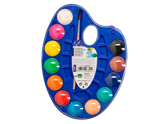 Acuarela liderpapel 12 colores con pincel y deposito incluye paleta de plastico