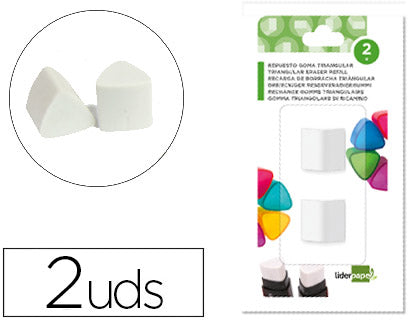 Repuesto goma liderpapel triangular con sacapuntas blister de 2 unidades