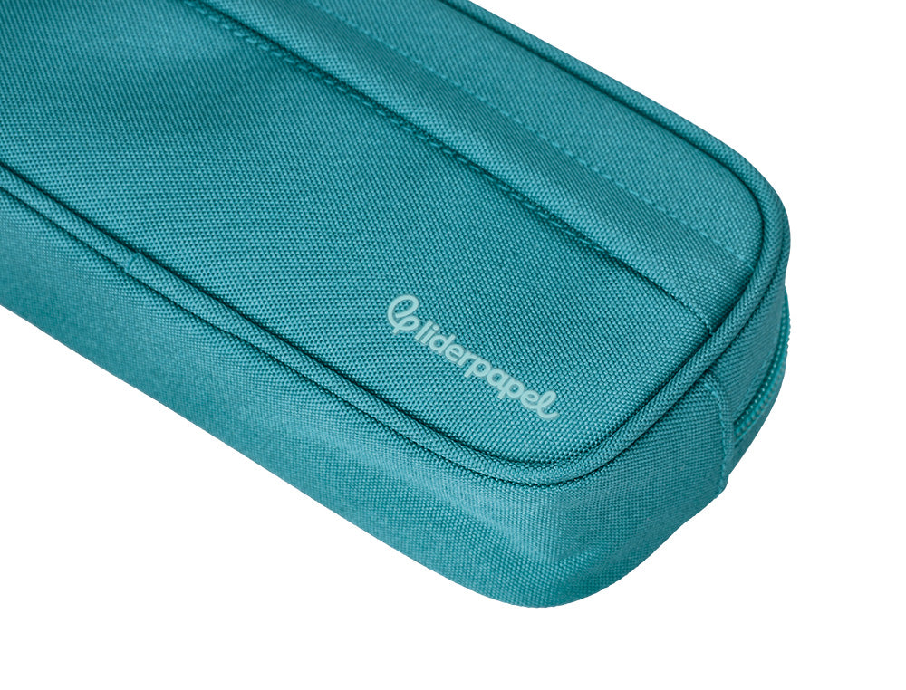 Estuche portatodo liderpapel classic ovalado 2 cremalleras con bolsillo delantero 210x90mm