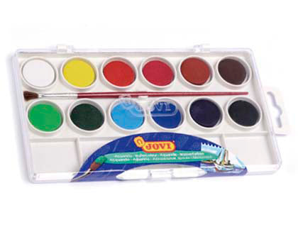 Acuarela jovi 12 colores con pincel estuche de plastico