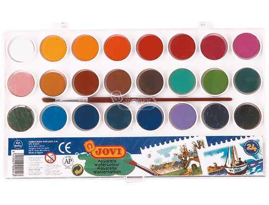 Acuarela jovi 24 colores con pincel estuche de plastico