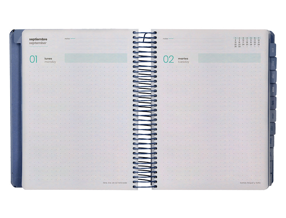 Agenda escolar liderpapel 25-26 espiral patterns militar gris dia pagina a5 bilingüe papel fsc 80 gr