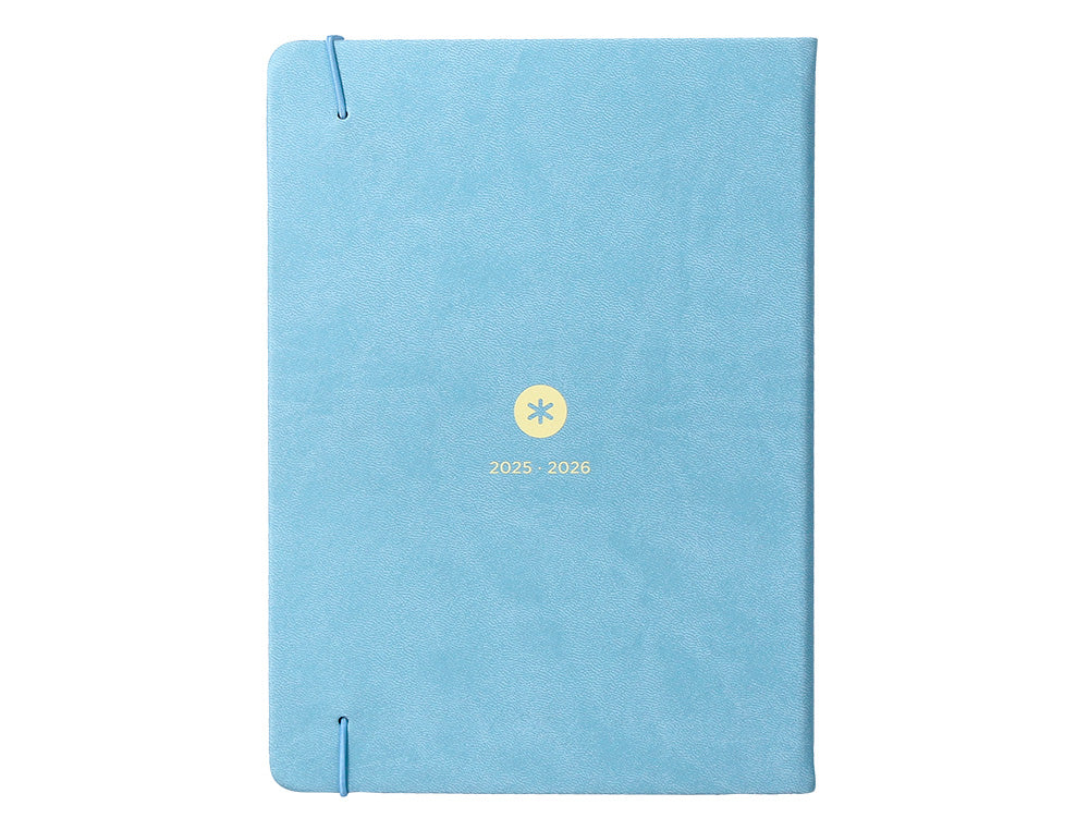 Agenda escolar antartik 25-26 encuadernada go! simil piel azul semana vista a5 bilingüe papel fsc 80 gr