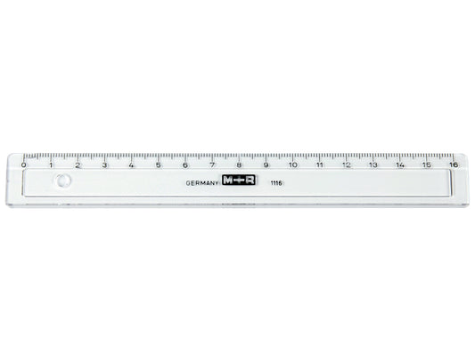 Regla m+r 16 cm plastico transparente con bisel