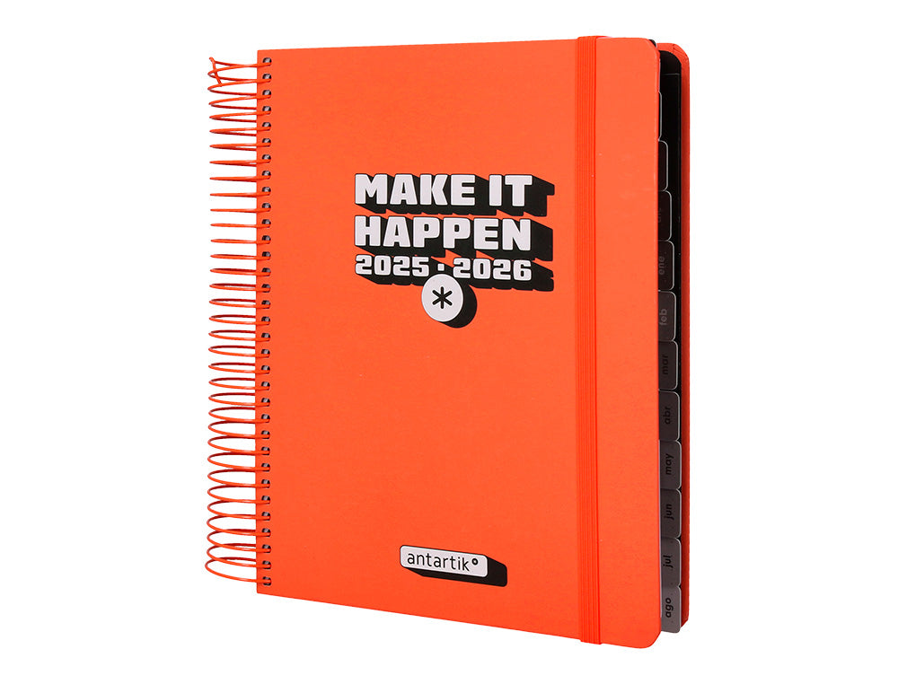 Agenda escolar antartik 25-26 espiral neon dia pagina a5 bilingüe papel fsc 80 gr