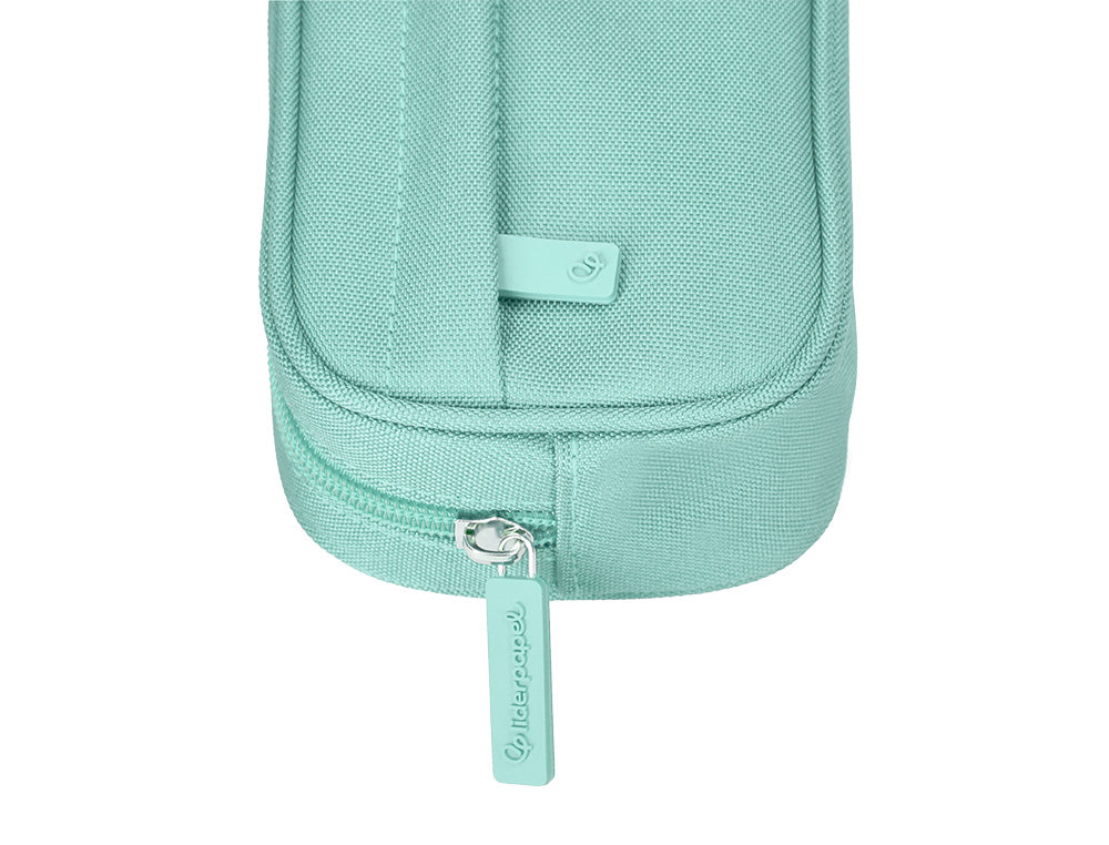 Estuche portatodo liderpapel classic ovalado 2 cremalleras con bolsillo delantero 210x90mm