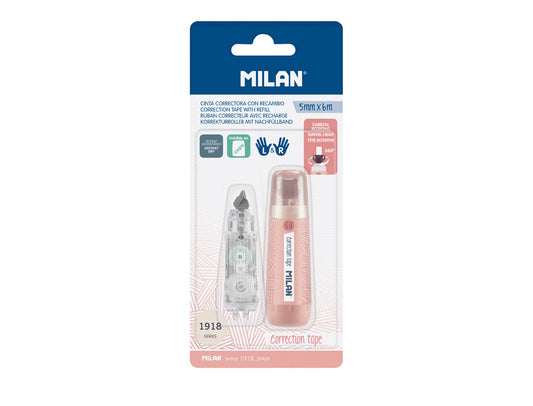 Cinta correctora milan 5 mm x 6 m coleccion 430 since 1918 blister de 1 unidad + 1 recambio