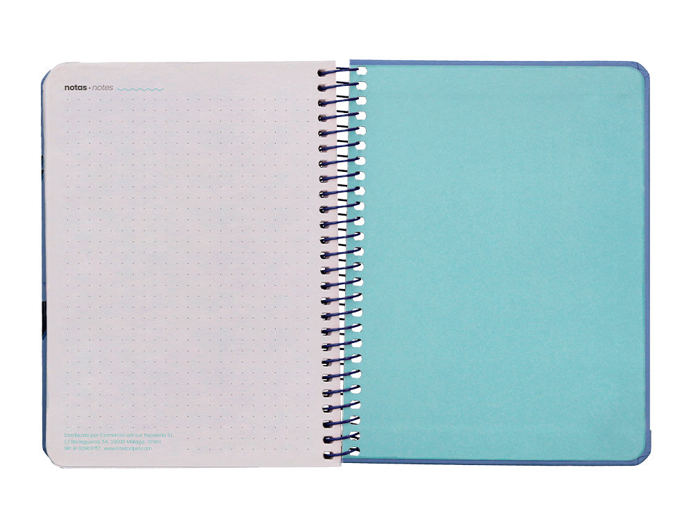 Agenda escolar liderpapel 25-26 espiral patterns rayos azul semana vista a6 bilingüe papel fsc 80 gr