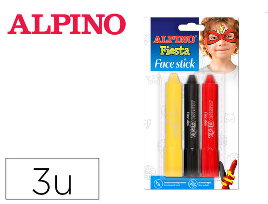 Barra de maquillaje alpino fiesta face stick super heroes blister de 3 unidades colores surtidos