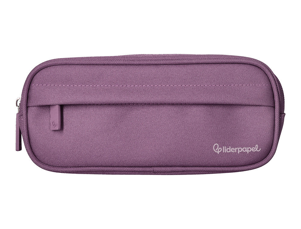 Estuche portatodo liderpapel classic ovalado 2 cremalleras con bolsillo delantero 210x90mm