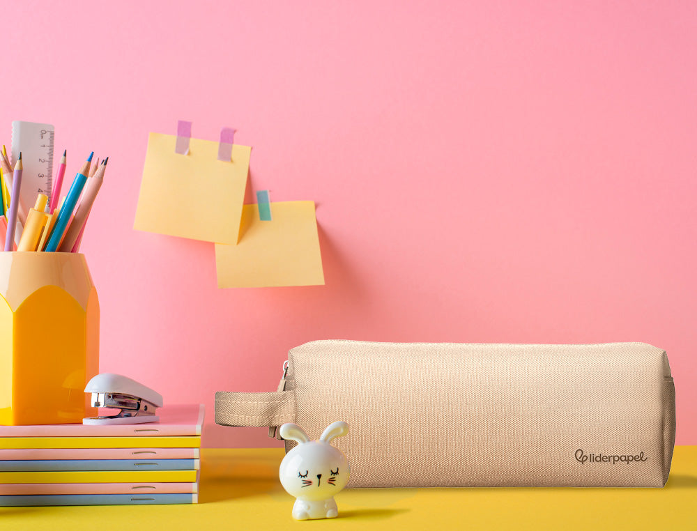 Estuche portatodo liderpapel classic rectangular con asa 2 cremalleras 210 x80mm 