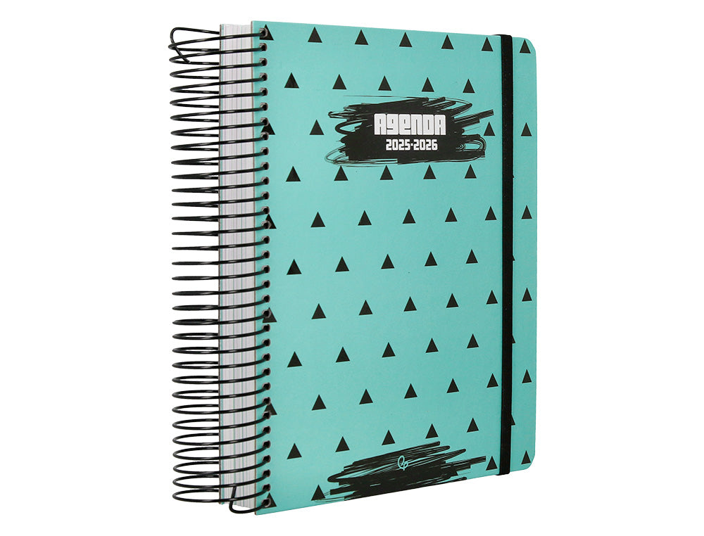 Agenda escolar liderpapel 25-26 espiral patterns triangulos dia pagina a5 bilingüe papel fsc 80 gr
