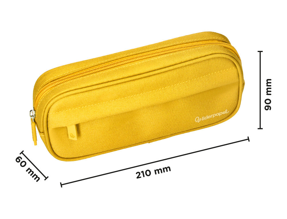 Estuche portatodo liderpapel classic ovalado 2 cremalleras con bolsillo delantero 210x90mm