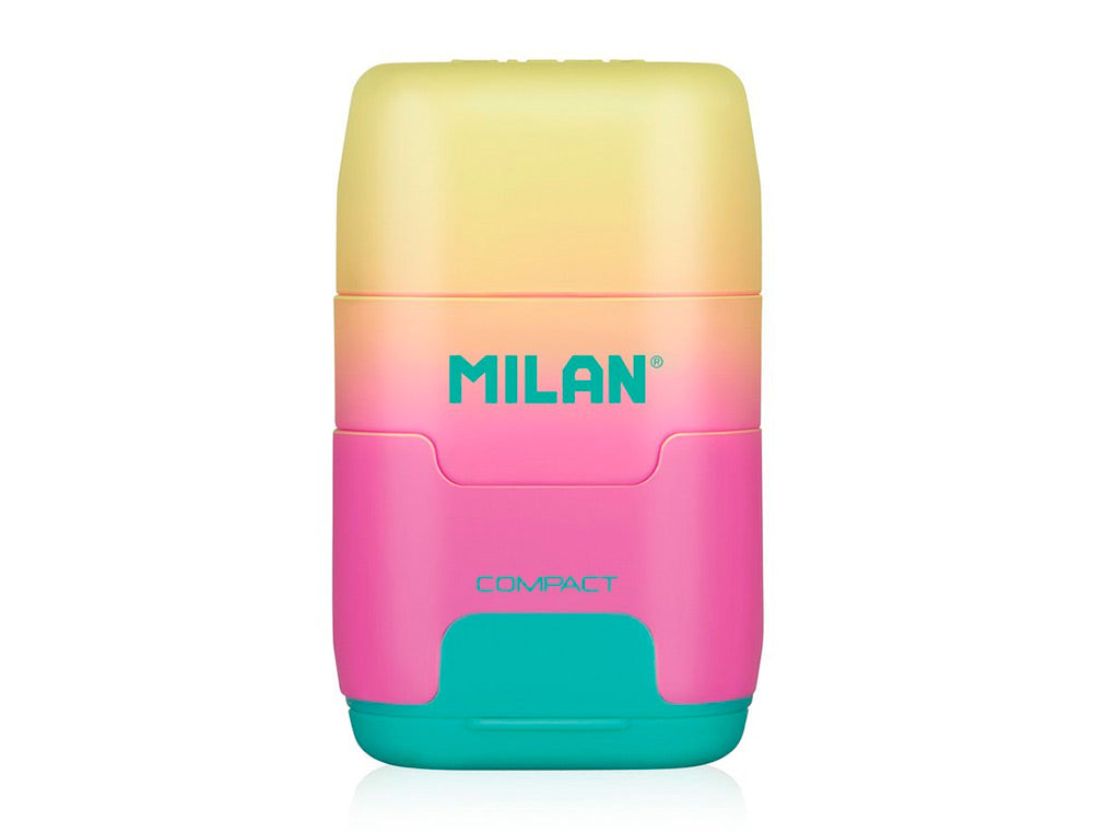 Sacapuntas milan compact sunset plastico 2 usos con goma de borrar colores surtidos