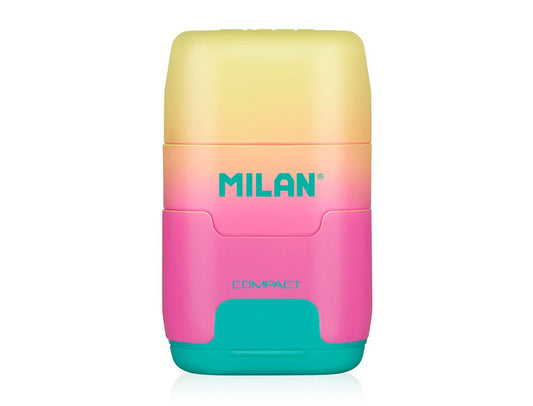 Sacapuntas milan compact sunset plastico 2 usos con goma de borrar colores surtidos