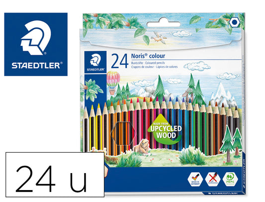 Lapices de colores staedtler upcycled wood ecologico 24 colores en caja de carton