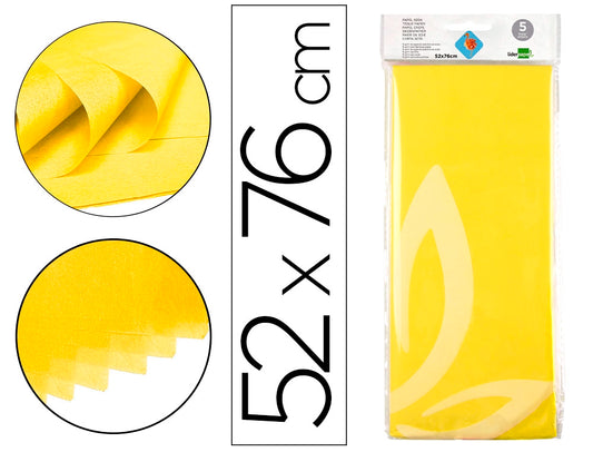 Papel seda liderpapel 52x76cm 18g/m2 bolsa de 5 hojas