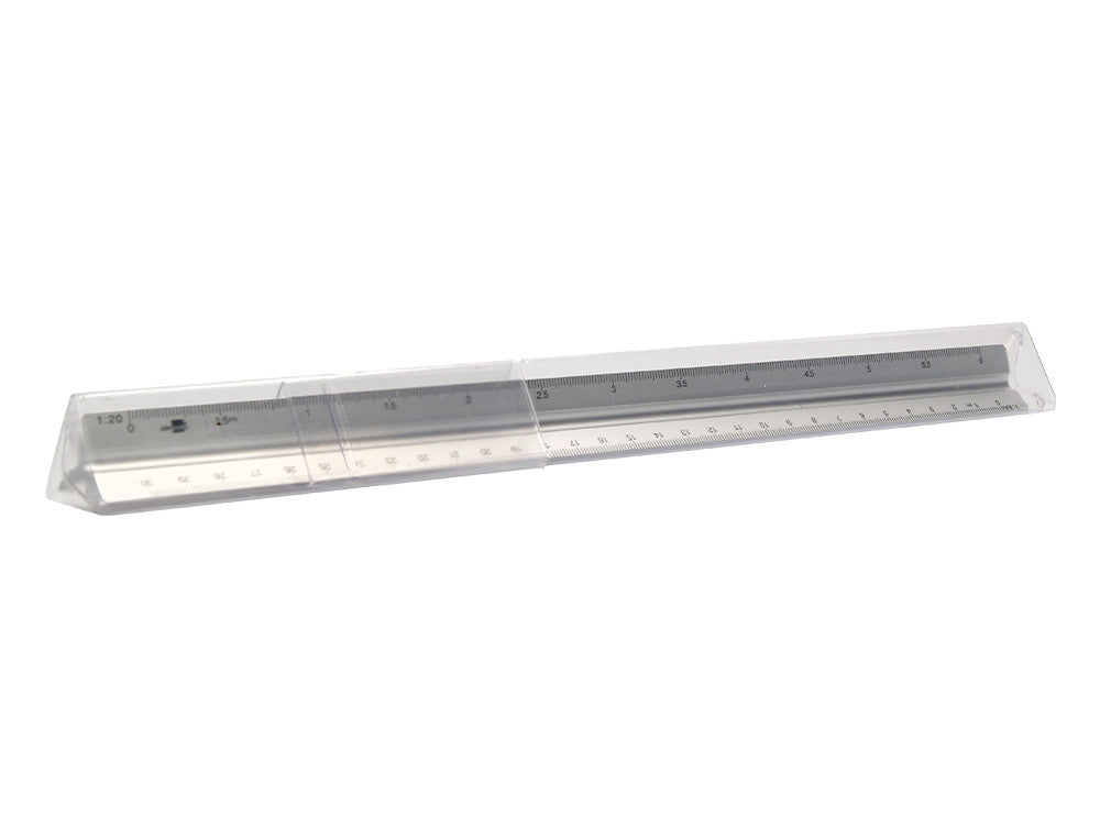 Escala liderpapel aluminio forma triangular con funda protectora longitud 30 cm 1:20 1:25/1:50/1:75/1:100/1:150