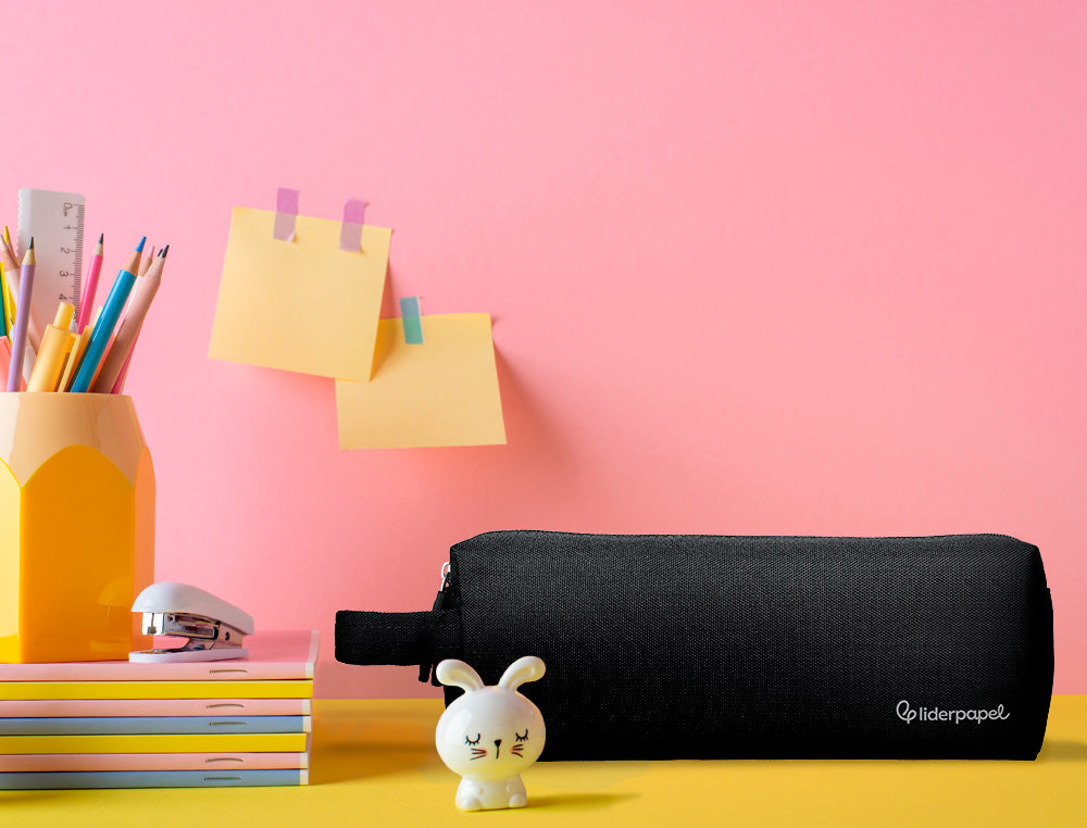 Estuche portatodo liderpapel classic rectangular con asa 2 cremalleras 210 x80mm 