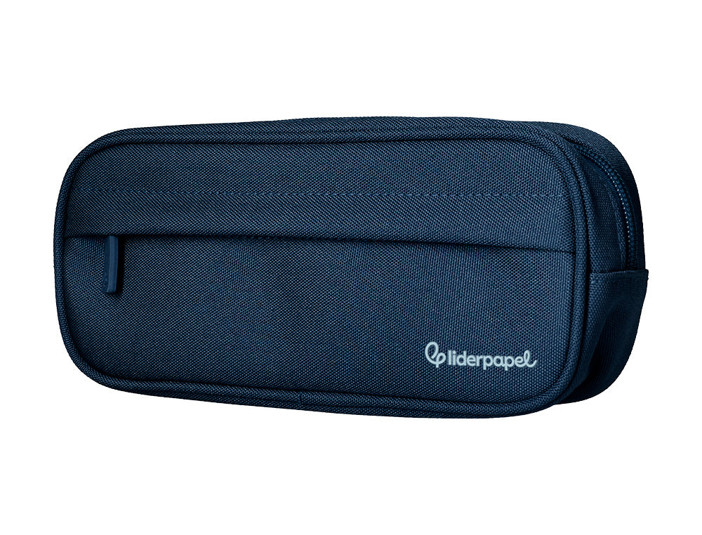 Estuche portatodo liderpapel classic ovalado 2 cremalleras con bolsillo delantero 210x90mm