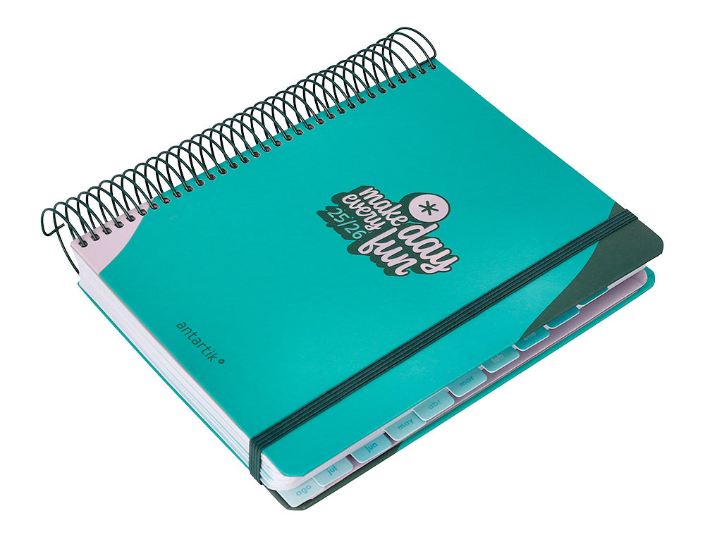 Agenda escolar antartik 25-26 espiral fun day fucsia dia pagina a5 bilingüe papel fsc 80 gr