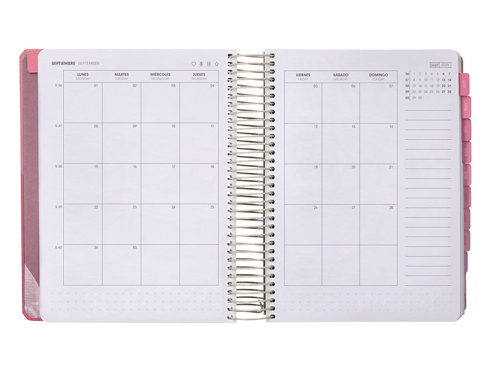 Agenda escolar antartik 25-26 espiral fun day fucsia dia pagina a5 bilingüe papel fsc 80 gr