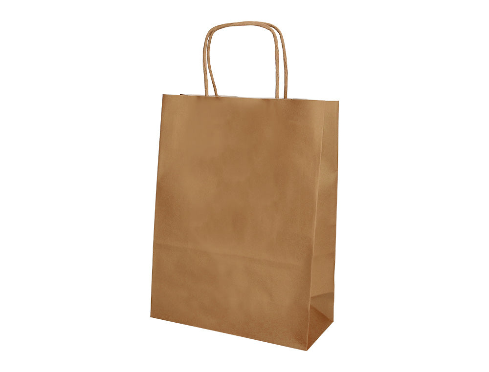 Bolsa papel q-connect celulosa natural liso l con asa retorcida 320x400x14 mm