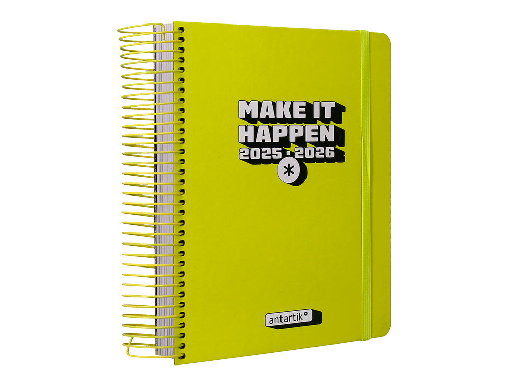 Agenda escolar antartik 25-26 espiral neon dia pagina a5 bilingüe papel fsc 80 gr