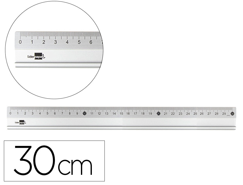 Regla liderpapel metalica aluminio 30 cm
