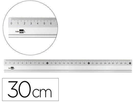 Regla liderpapel metalica aluminio 30 cm