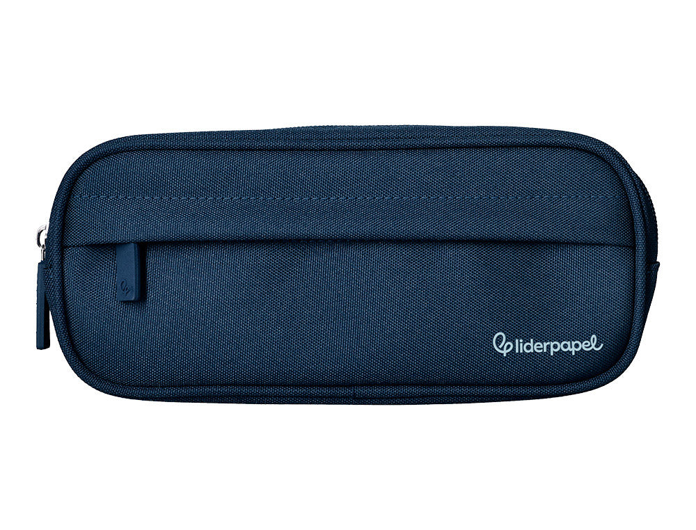 Estuche portatodo liderpapel classic ovalado 2 cremalleras con bolsillo delantero 210x90mm