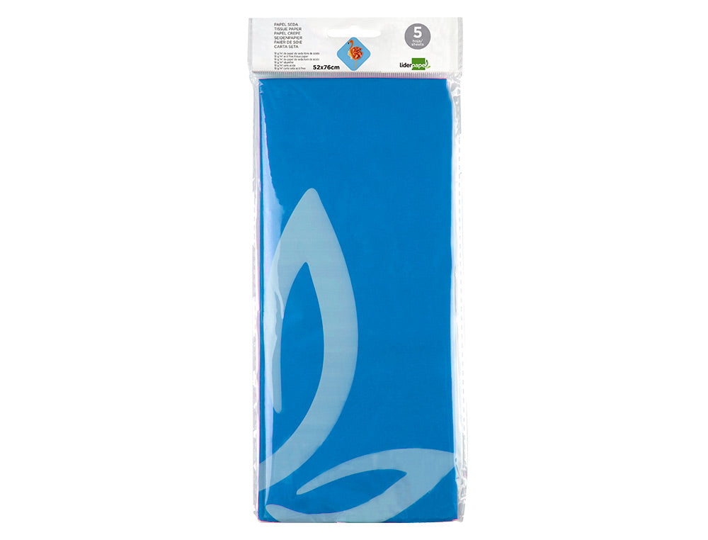 Papel seda liderpapel 52x76cm 18g/m2 bolsa de 5 hojas