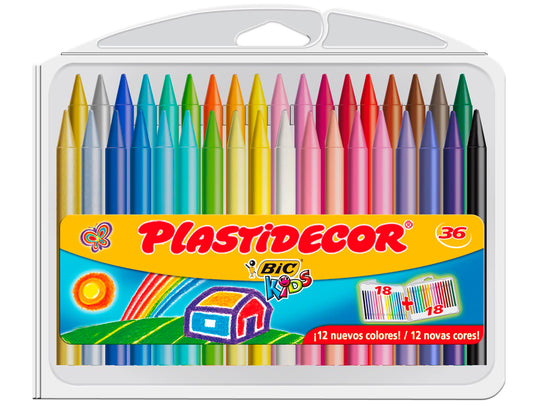 Lapices cera plastidecor caja de 36 colores surtidos