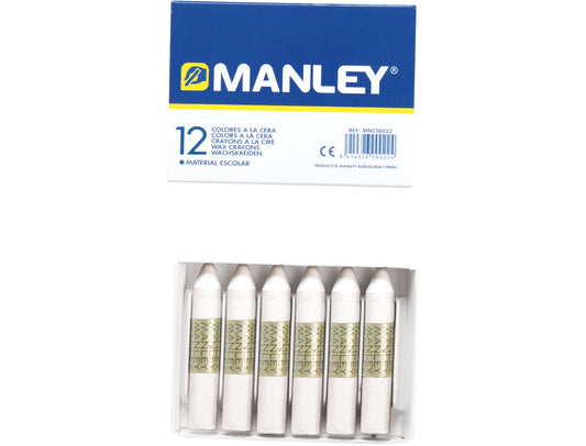 Lapices cera manley unicolor blanco n.1 caja de 12 unidades