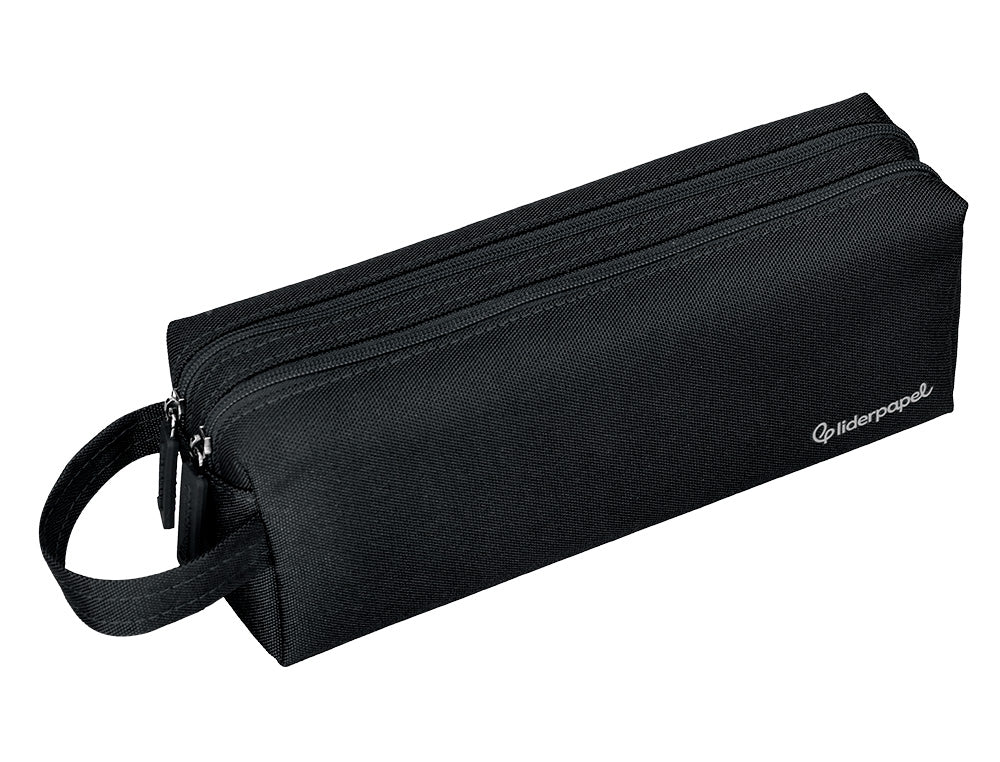 Estuche portatodo liderpapel classic rectangular con asa 2 cremalleras 210 x80mm 