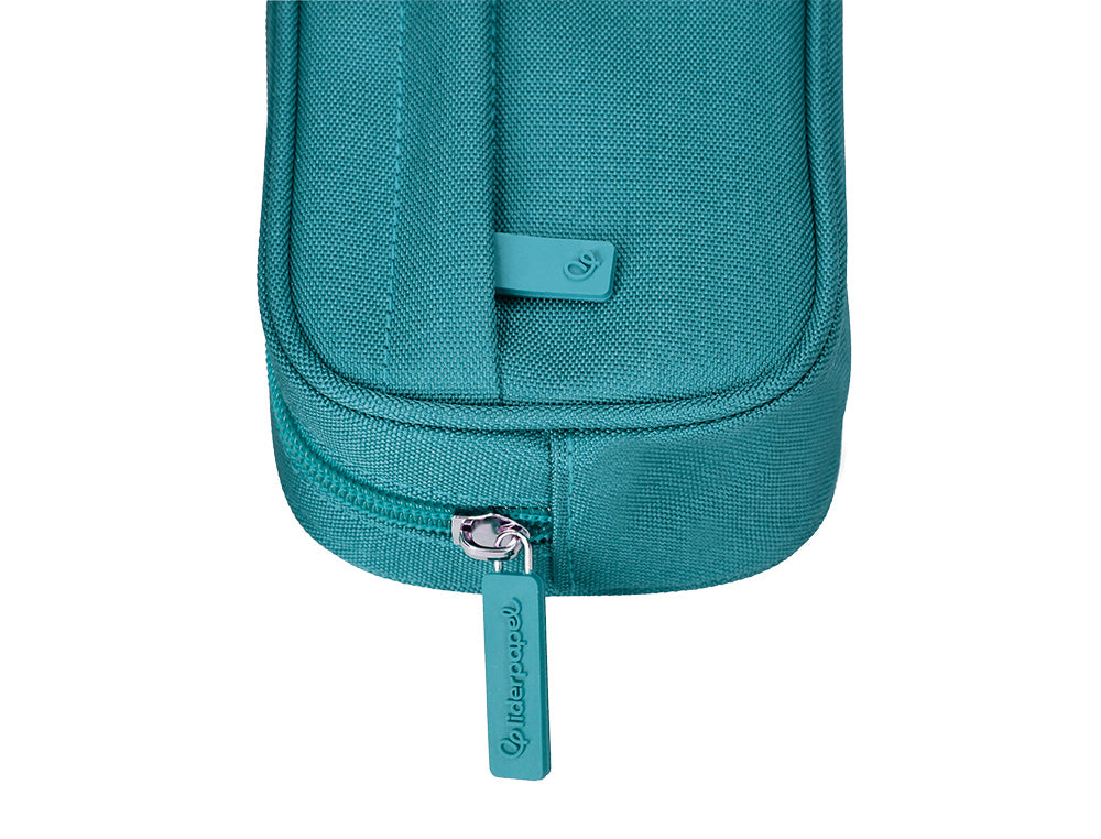 Estuche portatodo liderpapel classic ovalado 2 cremalleras con bolsillo delantero 210x90mm