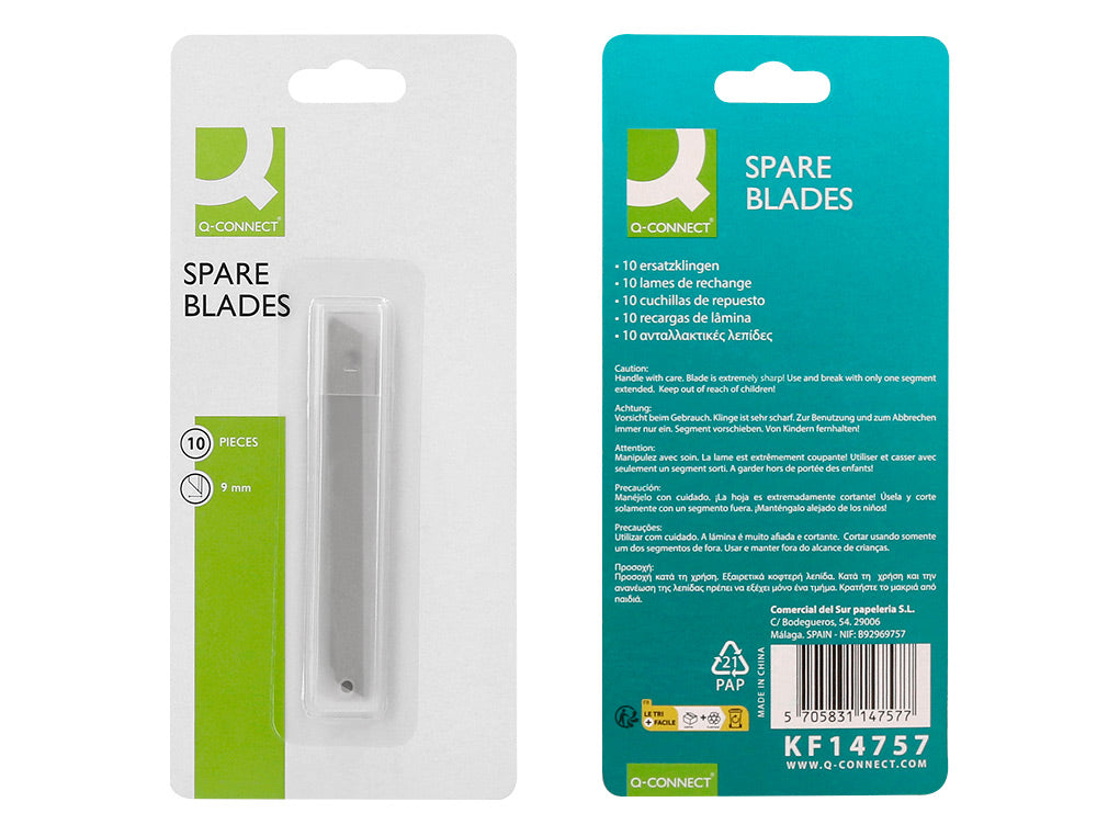 Repuesto cuter q-connect estrecho para modelos kf10631/kf00234/kf10940/kf10938/kf10934 cuchilla 9 mm blister 10 und