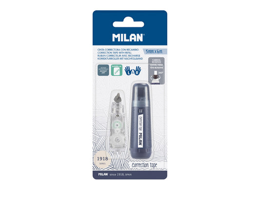 Cinta correctora milan 5 mm x 6 m coleccion 430 since 1918 blister de 1 unidad + 1 recambio