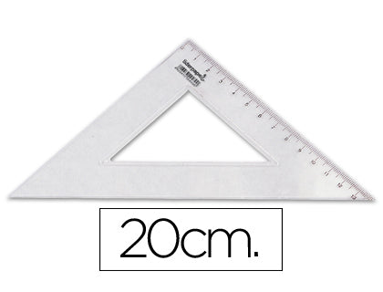 Escuadra liderpapel 20 cm plastico cristal