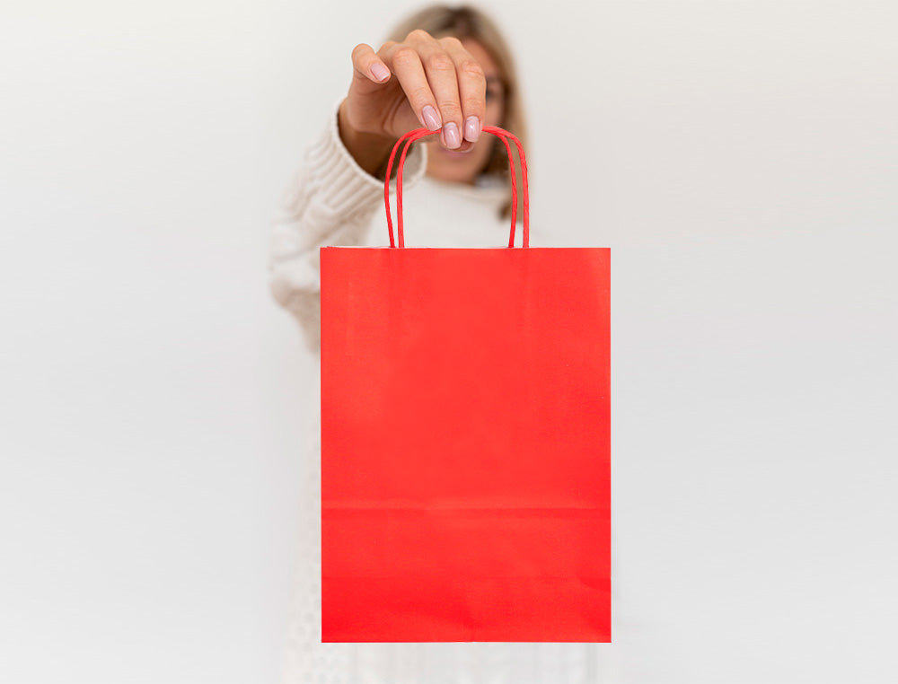 Bolsa papel q-connect celulosa xs con asa retorcida 180x240x80 mm