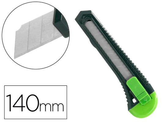 Cuter q-connect plastico ancho con asa para colgar cuchilla 18 mm xd-43 blister 1 unidad