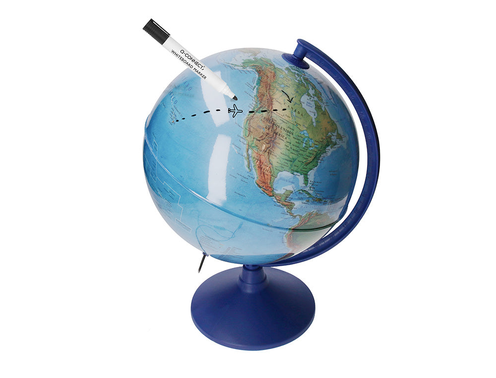 Globo terraqueo liderpapel con luz fisico y politico escribible diametro 30 cm