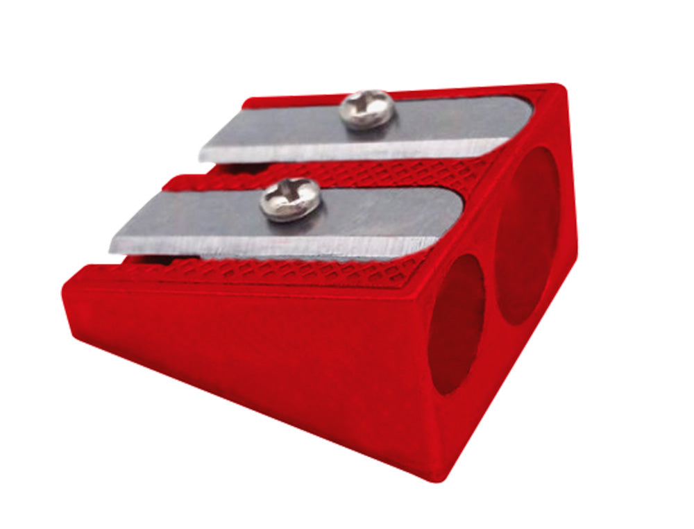 Sacapuntas liderpapel metalico cuña 2 usos color rojo