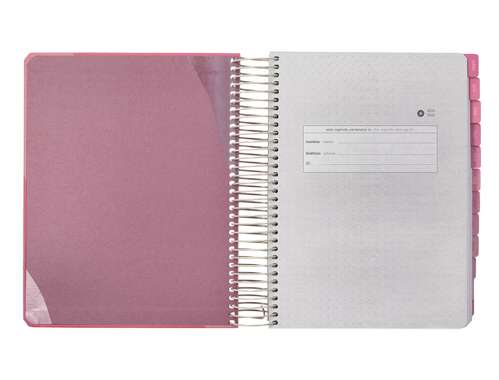 Agenda escolar antartik 25-26 espiral fun day fucsia dia pagina a5 bilingüe papel fsc 80 gr