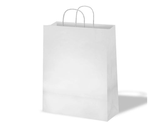 Bolsa kraft basika celulosa blanco 90 gr asa retorcida tamaño "s" 240x100x320 mm