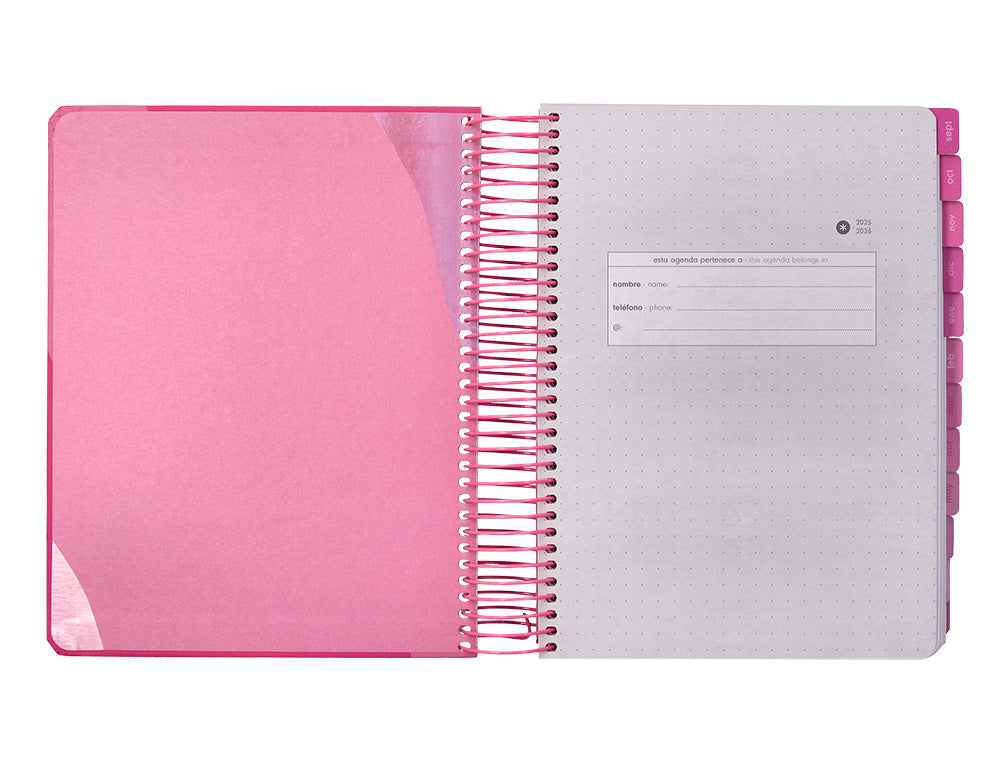 Agenda escolar antartik 25-26 espiral fun day fucsia dia pagina a5 bilingüe papel fsc 80 gr