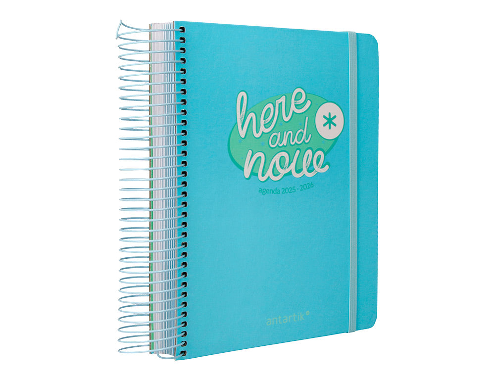 Agenda escolar antartik 25-26 espiral here and now azul pagina a5 bilingüe papel fsc 80 gr 80 gr