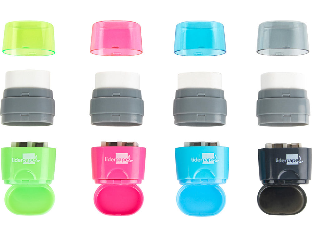 Sacapuntas liderpapel plastico 2 usos con goma